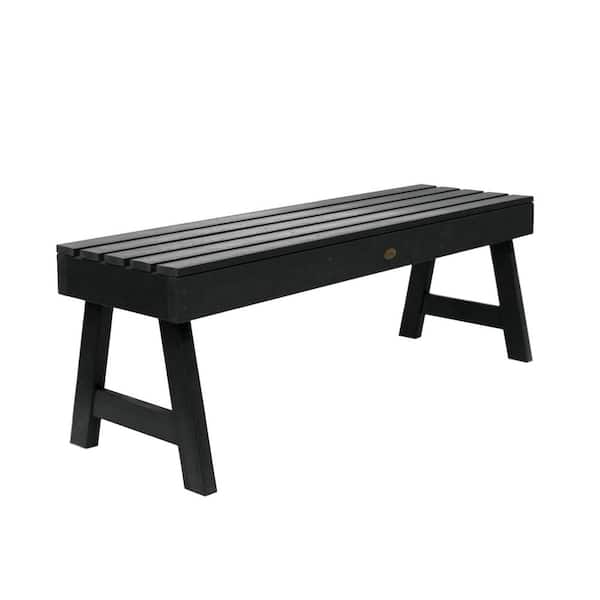 Highwood Weatherly 4 ft. 2-Person Black Recycled Plastic Outdoor Picnic Bench