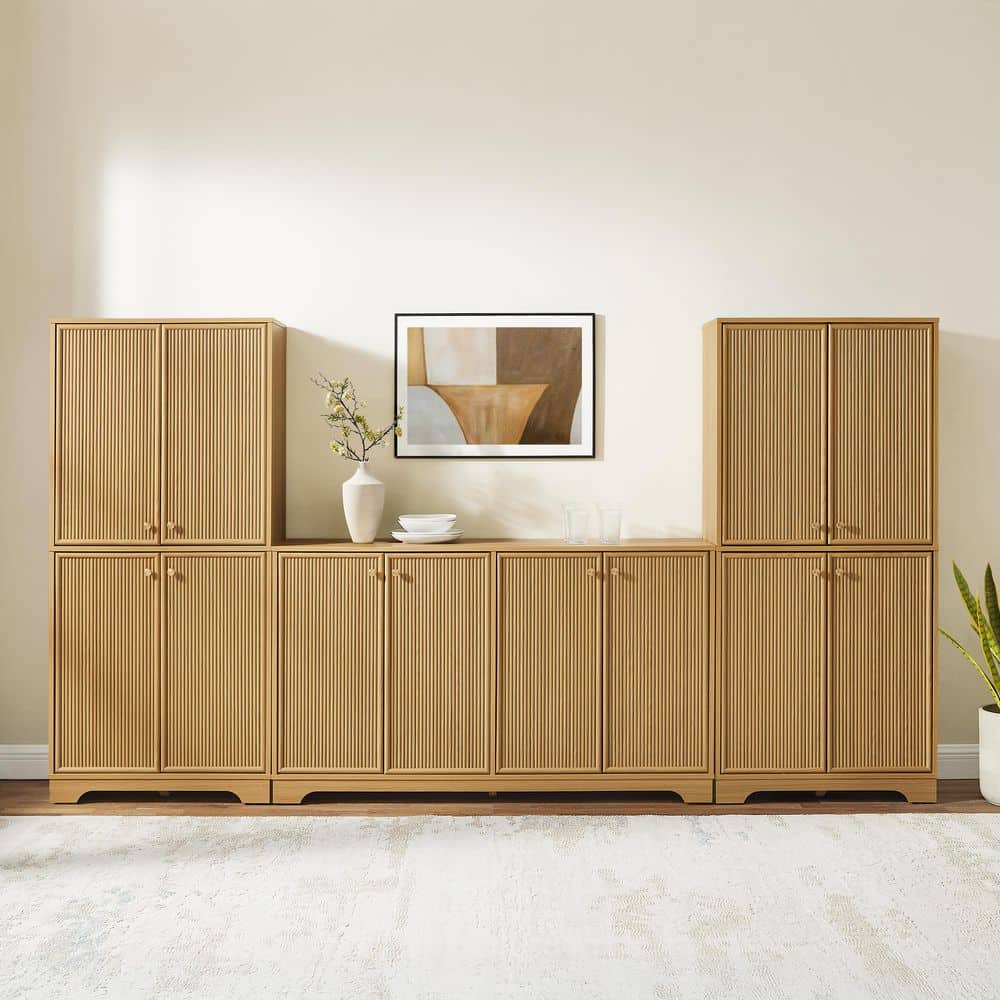 CROSLEY FURNITURE Naomi White Oak MDF Buffet 3-PC Set with