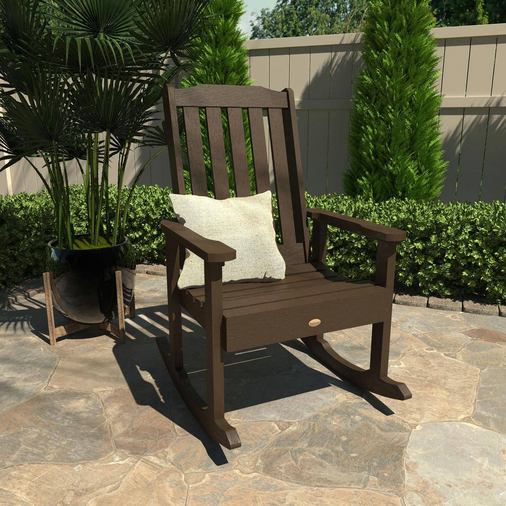 Weathered Acorn 28"x44" Ultra-Durable Rocking Chair in Synthetic Wood