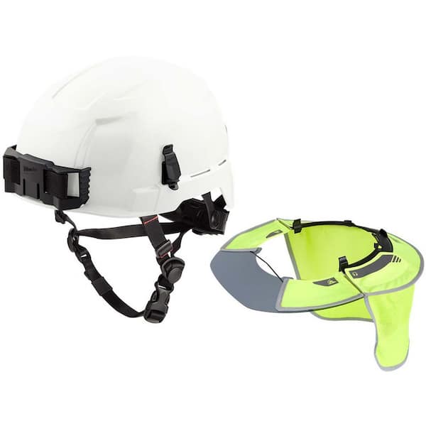 Milwaukee Bolt White Type-2 Class E Non Vented Safety Helmet W/High Visibility Mesh Sunshade
