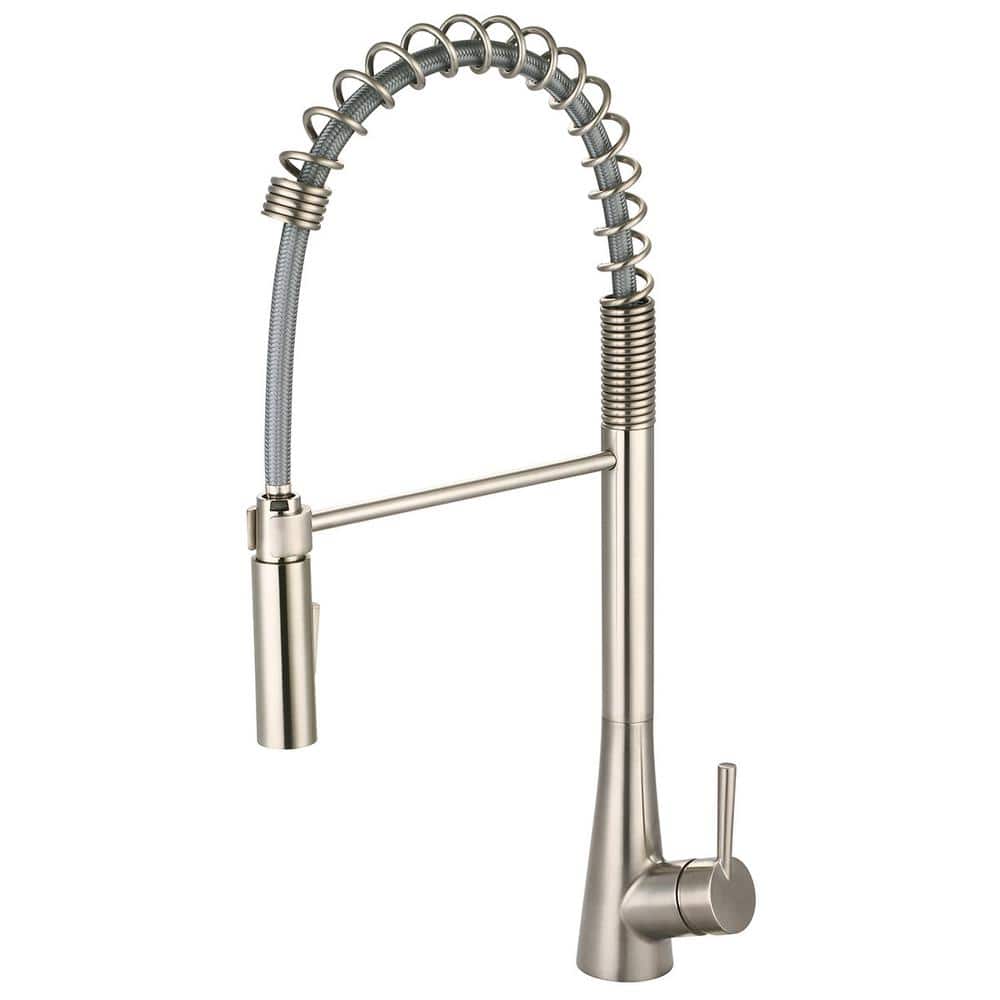 Olympia Faucets i2 Single-Handle Pull-Down Sprayer Kitchen Faucet with Straight Pre-Rinse in Brushed Nickel -  K-5015-BN
