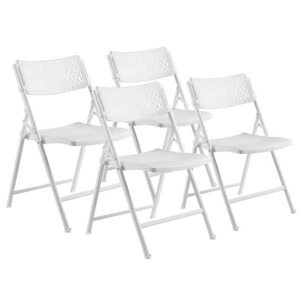 National Public Seating Oversized 18 in. Premium White Polypropylene Seat, Metal AirFlex Series Folding Chair (Set of 4 Chairs)