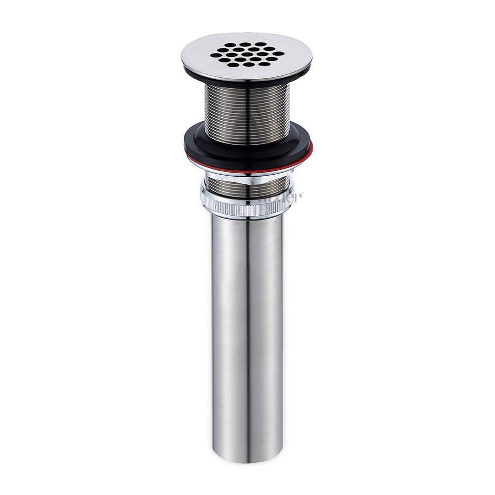 Luxier 1 2 In Brass Bathroom And Vessel Sink Grid Drain Stopper Strainer With No Overflow Brushed Nickel Ds05 Tb V The Home Depot - Bathroom Sink Strainer And Stopper