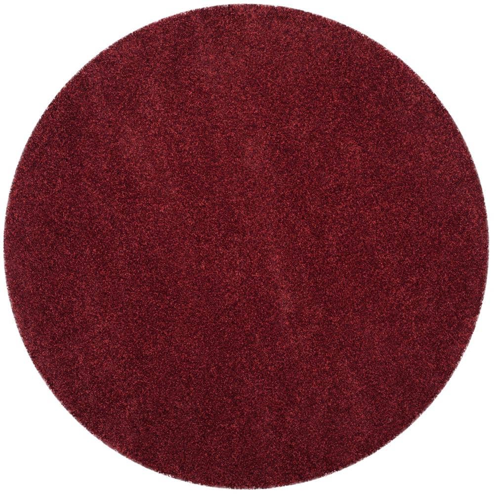 SAFAVIEH Santa Monica Shag Maroon 7 ft. Round Solid Area Rug SGN725