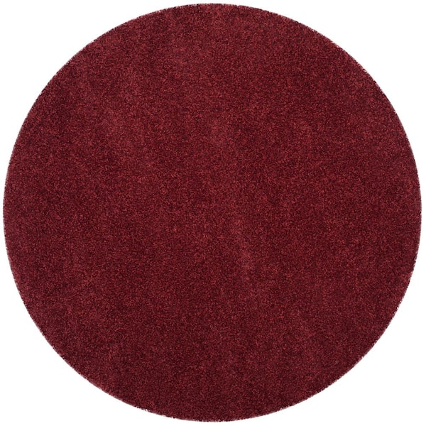 Santa Monica Shag Maroon 7 ft. Round Solid Area Rug