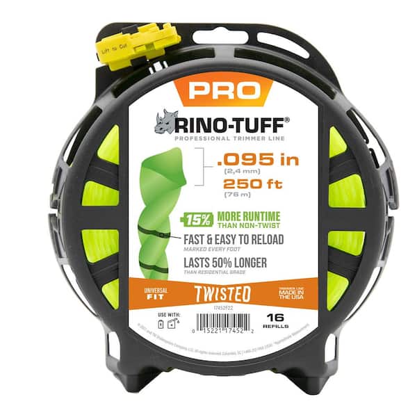 Rino-Tuff Universal Fit .095 in. x 250 ft. Twisted for Gas and Select Cordless String Grass Trimmer/Lawn Edger 17452 - The Depot