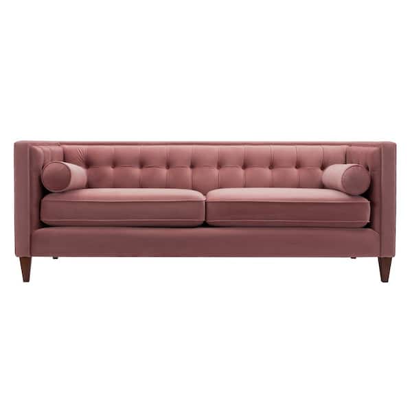 Jennifer Taylor Jack 84 in. Square Arm 3-Seater Removable Cushions Sofa in Ash Rose