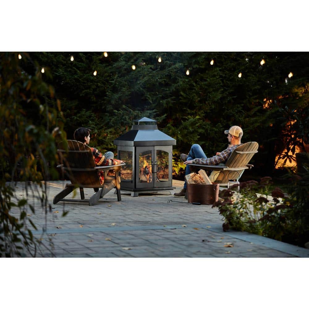 Black Steel 45" Wood Burning Outdoor Chimenea