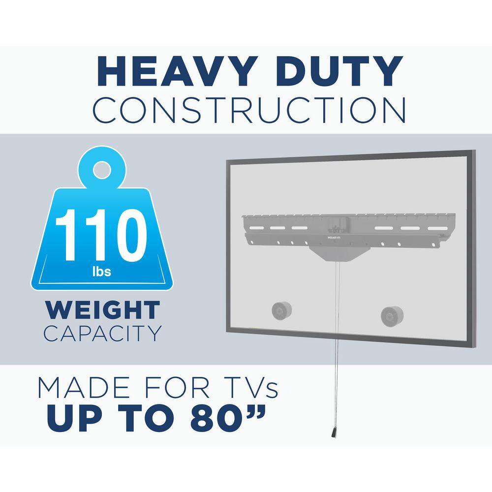 Mount-It! No Stud TV Wall Mount, Low-Profile Tilting Hanger Mount for No Drill Dry Wall Installation