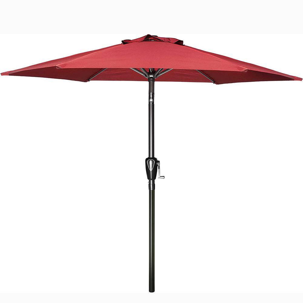 7.5 ft. Steel Market Outdoor Tilt Patio Umbrella in Red with 6 Sturdy Ribs