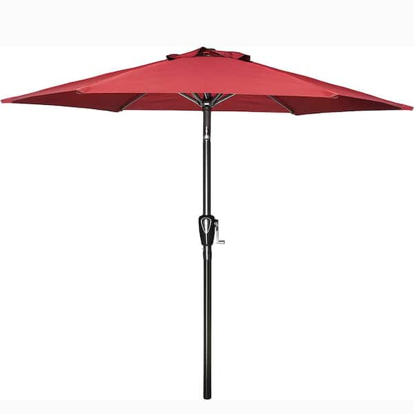 Unbranded 7.5 ft. Steel Market Outdoor Tilt Patio Umbrella in Red with 6 Sturdy Ribs