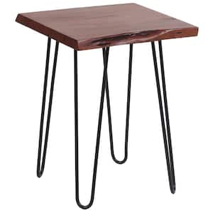 18 in. Acacia Cherry Square Live Edge End Table with Hair Pin Legs