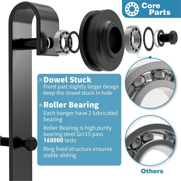 12FT Sliding Door Hardware Kit Heavy Duty 366cm Track For