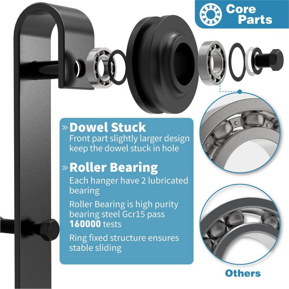 96-inch Matte Black Steel Sliding Barn Door Hardware Kit