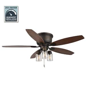 Stoneridge 52 in. Indoor/Outdoor LED Bronze Hugger Ceiling Fan with Light Kit and 5 Reversible Blades