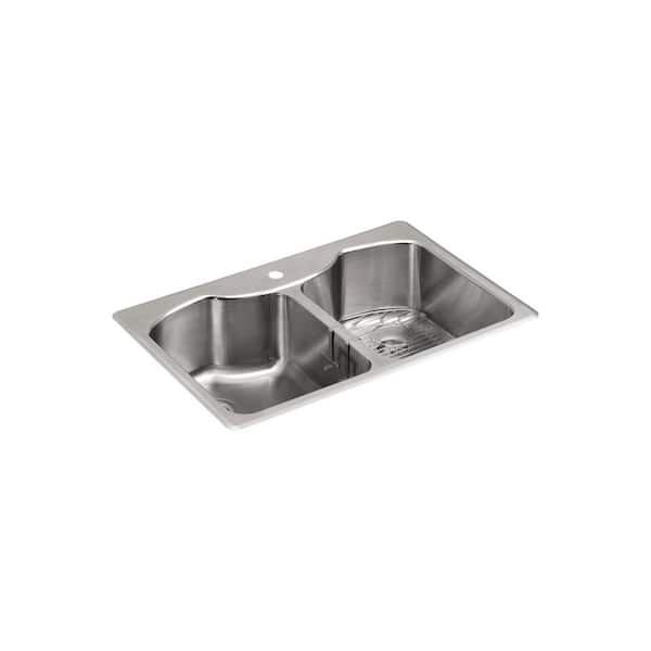 KOHLER Octave Stainless Steel 33 in. Double Bowl Drop-In /Undermount Kitchen Sink