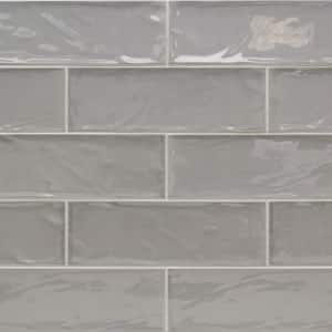 Pier Gray 4 in. x 12 in. 6 mm Polished Ceramic Subway Wall Tile (33-Piece) (10.76 sq. ft./Box)