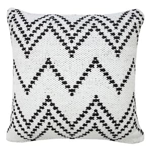 Modern White 20 in. x 20 in. Woven Chevron Soft Poly-fill Throw Pillow