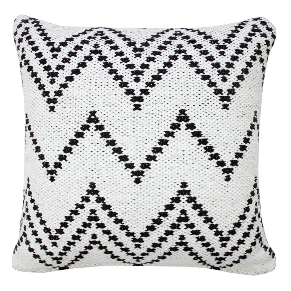 Modern White 20 in. x 20 in. Woven Chevron Soft Poly-fill Indoor Throw Pill
