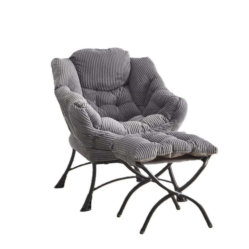 Lazy Chair with Ottoman, Modern Lounge Accent Chair with Armrests and a Side Pocket, with Footrest for Corner Chair-Grey price history on PriceWatchPro