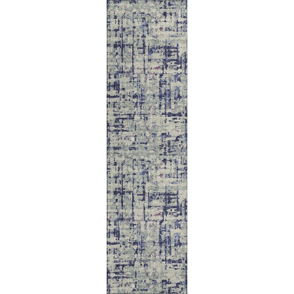 Bravado Purple 2 ft. 3 in. x 7 ft. 6 in. Geometric Indoor/Outdoor Washable 