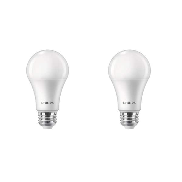 Philips 100-Watt Equivalent A19 Dimmable Warm Glow Dimming Effect Energy Saving Light Bulb Soft White (2700K) (2-Pack) 556472 The Home Depot