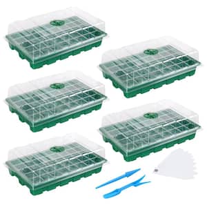 Green Plastic Seed Starter Trays with Humidity Vented Domes and Base (40-Cell Per Tray) (5-Pack)