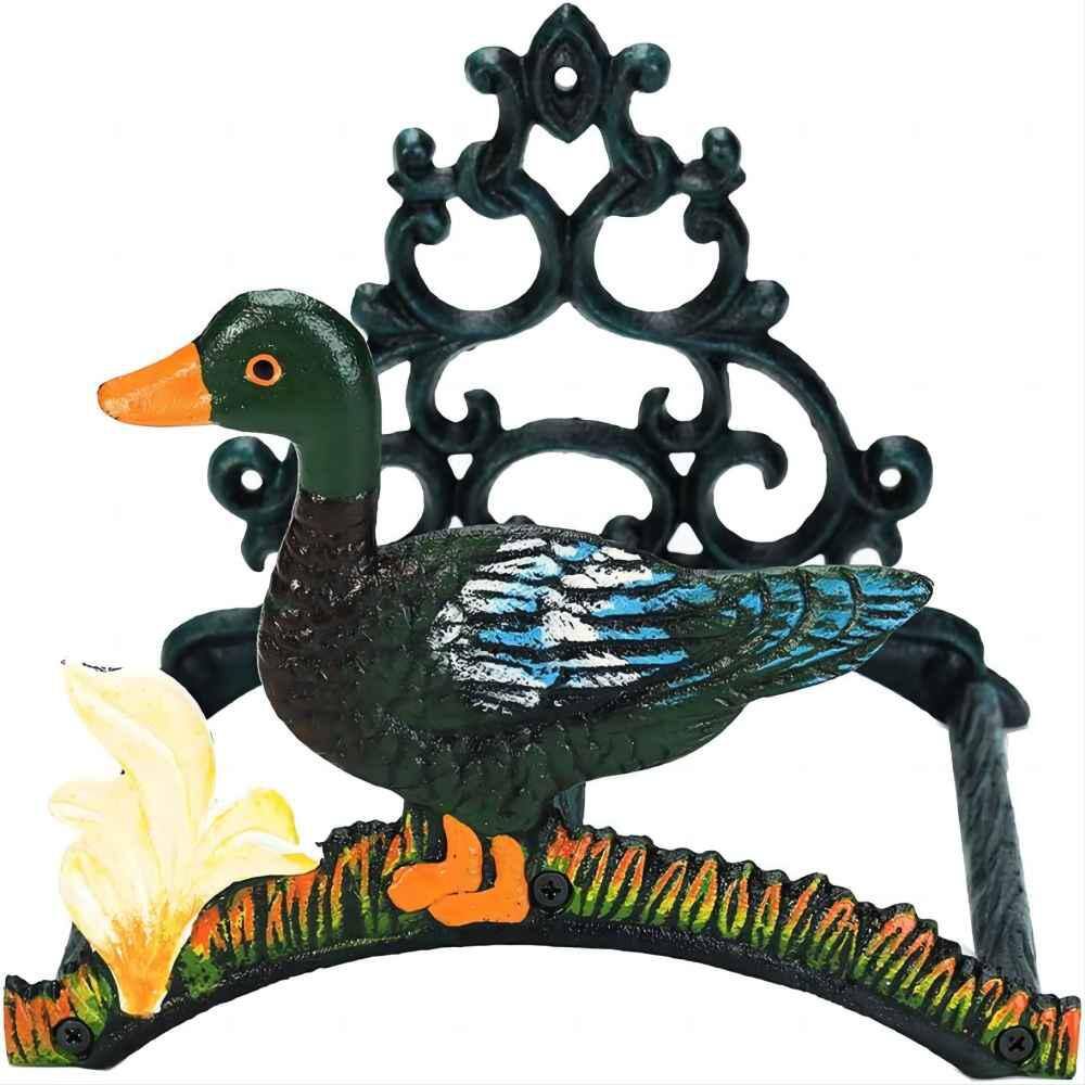 thumbnail image 2 of Cast Iron Garden Hose Holder – Heavy Duty Wall Mount Rack With Decorative Birds, Holds Up To 100ft Hose, Rust-Resistant 2 of 13