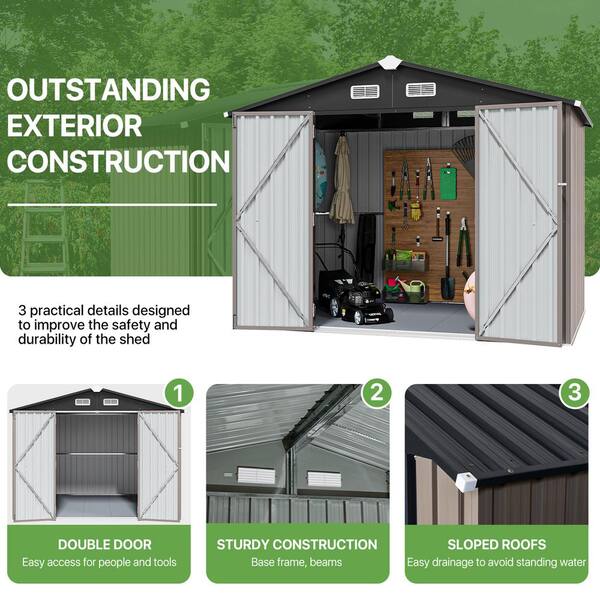 Sizzim 8 ft. W x 6 ft. D Metal Storage Shed with Plastic Sizzim 8 ft. W x 6 ft. D Metal Storage Shed with Plastic