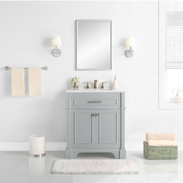 Home Decorators Collection Melpark 30 in. W x 22 in. D x 34.5 in. H Bath Vanity in Dove Gray with White Cultured Marble Top