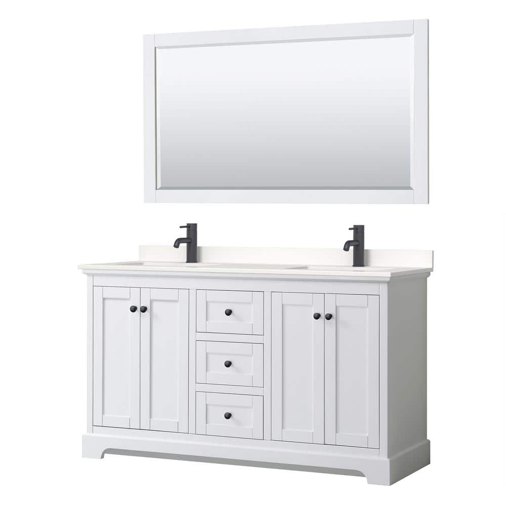 Avery 60 in. W x 22 in. D x 35 in. H Double Bath Vanity in White with White Quartz Top and 58 in. Mirror price history on PriceWatchPro
