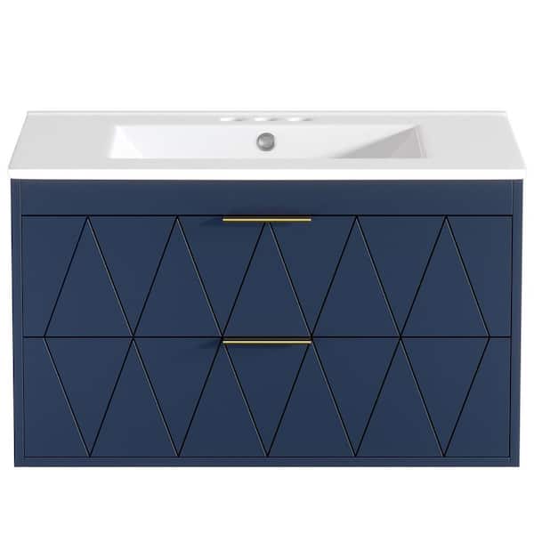 29.5 in. Storage Cabinet, Accent Cabinet with 2 Drawers, Dark Blue