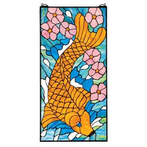 Asian Koi Stained Glass Window Panel
