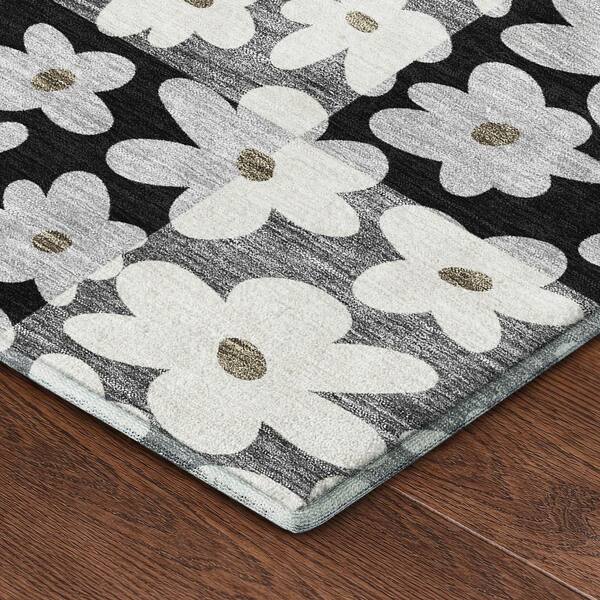 Mayfield Premium Machine Washable Abstract AMF2476 Black 9 ft. x 12 ft. Area Rug