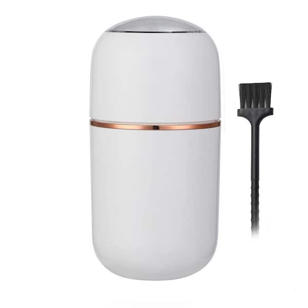 Electric Coffee Grinder for Beans Spices Herbs Grains Nuts Stainless Steel Blades One Press Control White
