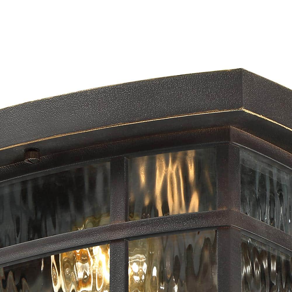 Stonington Palladian Bronze 12" Flush Mount Light with Clear Water Glass