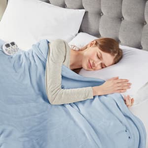 Plush Light Blue Plush King Electric Blanket