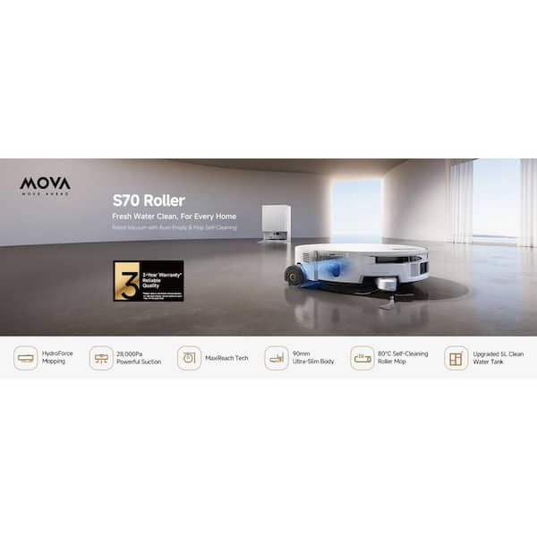 MOVA S70 Roller Robotic Vacuum with Smart Navigation Auto Lifting