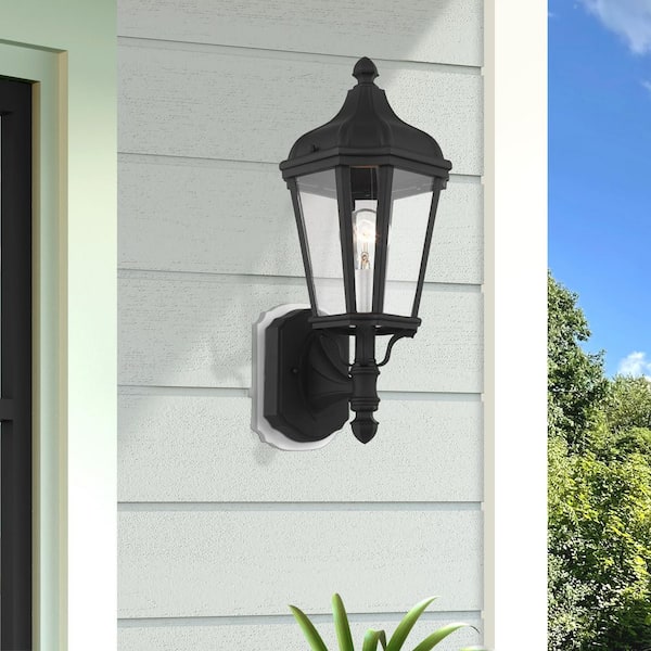 AVIANCE LIGHTING Harlington 1-Light Textured Black Outdoor Wall Lantern