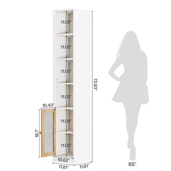 Frailey 15.7 in. Wide White 5 Shelf Bookcase, Narrow Bookshelf for Small  Space