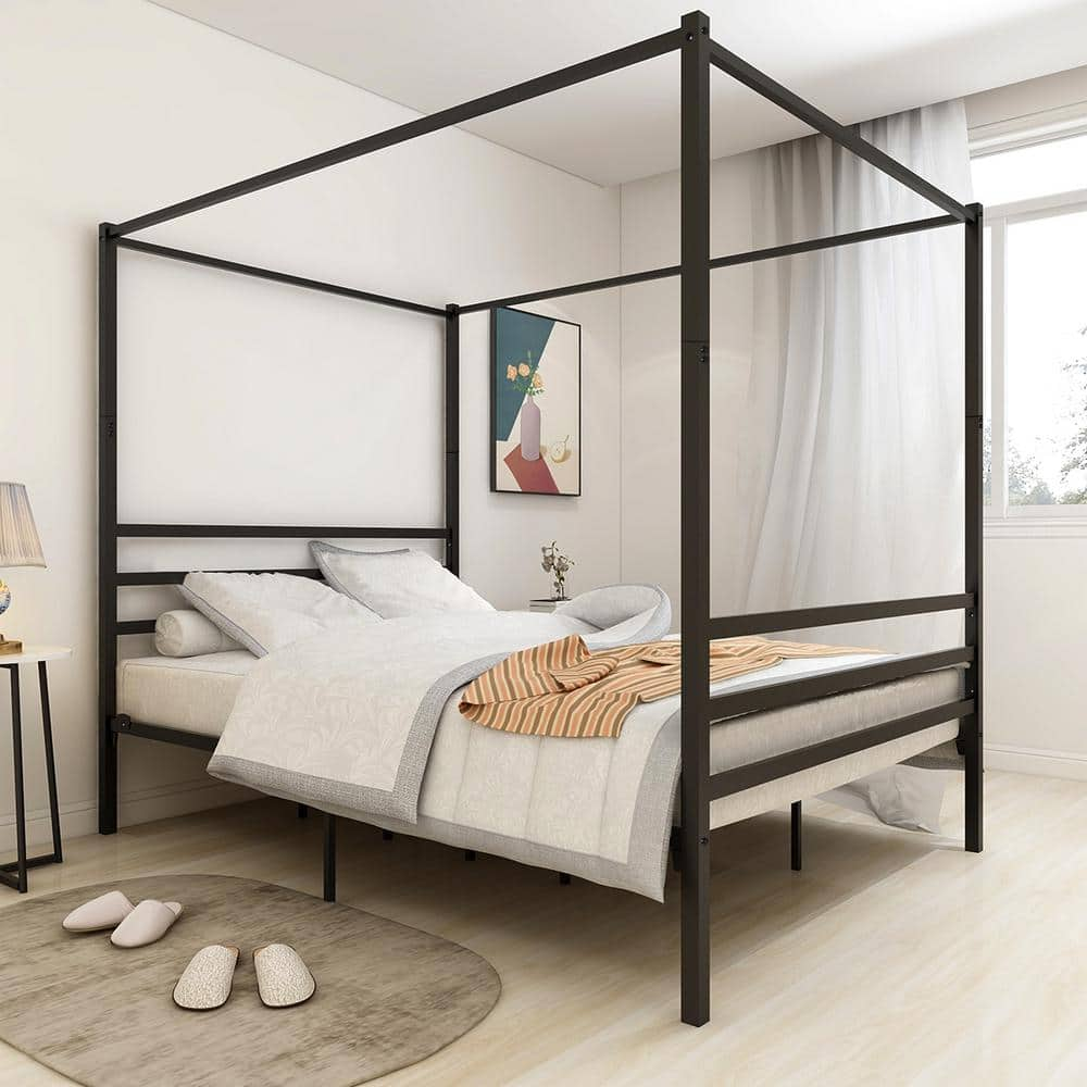 Bed frame deals queen black metal