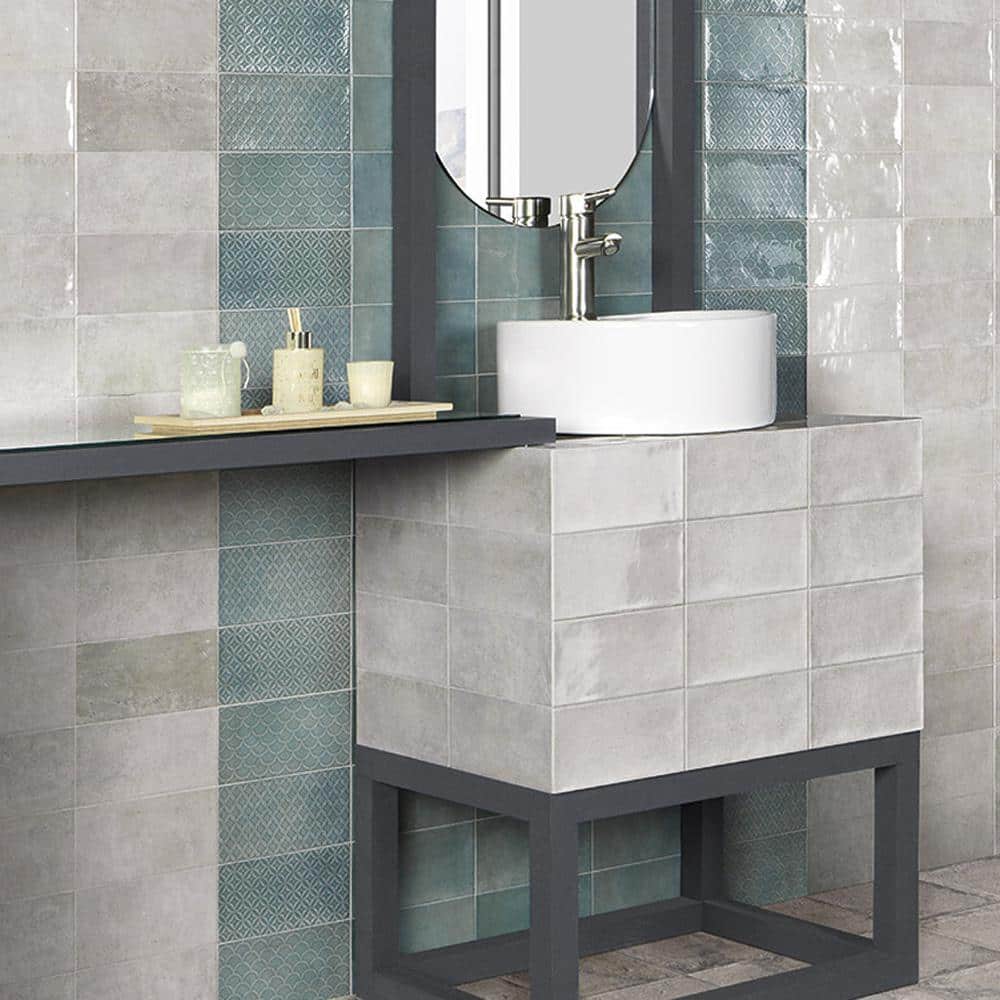 Camden 8" x 4" Emerald Ceramic Patterned Subway Tile