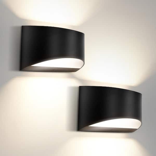 8 in. 1-Light Modern Black Wall Sconce with Adjustable Rectangle Lantern Shade for Hallway