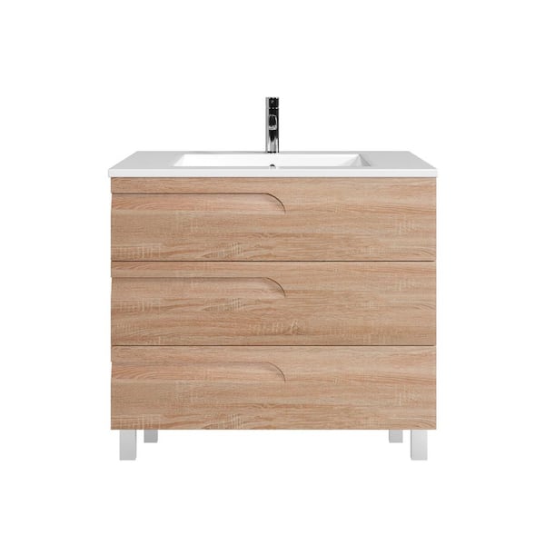 Eviva Joy 40 in. Single Sink Maple Bath Vanity with White Porcelain Top (Assembled)