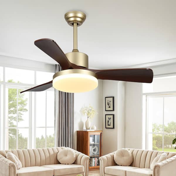 42 in. Smart Indoor Gold Ceiling Fan with 3-Colors LED Light and Dimmer and DC Reversible and APP/Remote Control