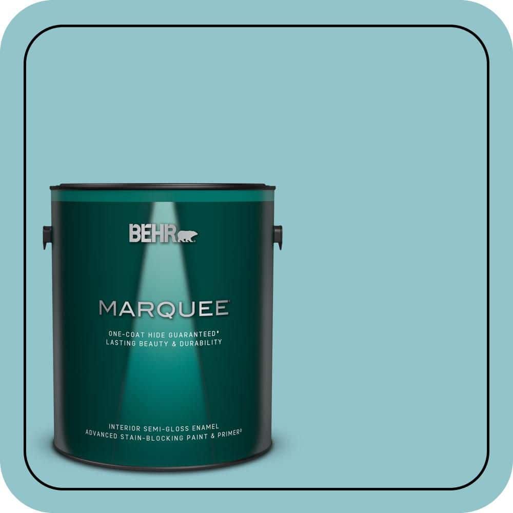 1 gal. #MQ6-32 Cosmic Blue One-Coat Hide Semi-Gloss Enamel Interior Paint & Primer price history on PriceWatchPro