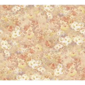 Daisy Watercolor Metallic Rust and Canary Paper Strippable Roll (Covers 60.75 sq. ft.)