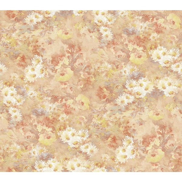 Daisy Watercolor Metallic Rust and Canary Paper Strippable Roll (Covers 60.75 sq. ft.)
