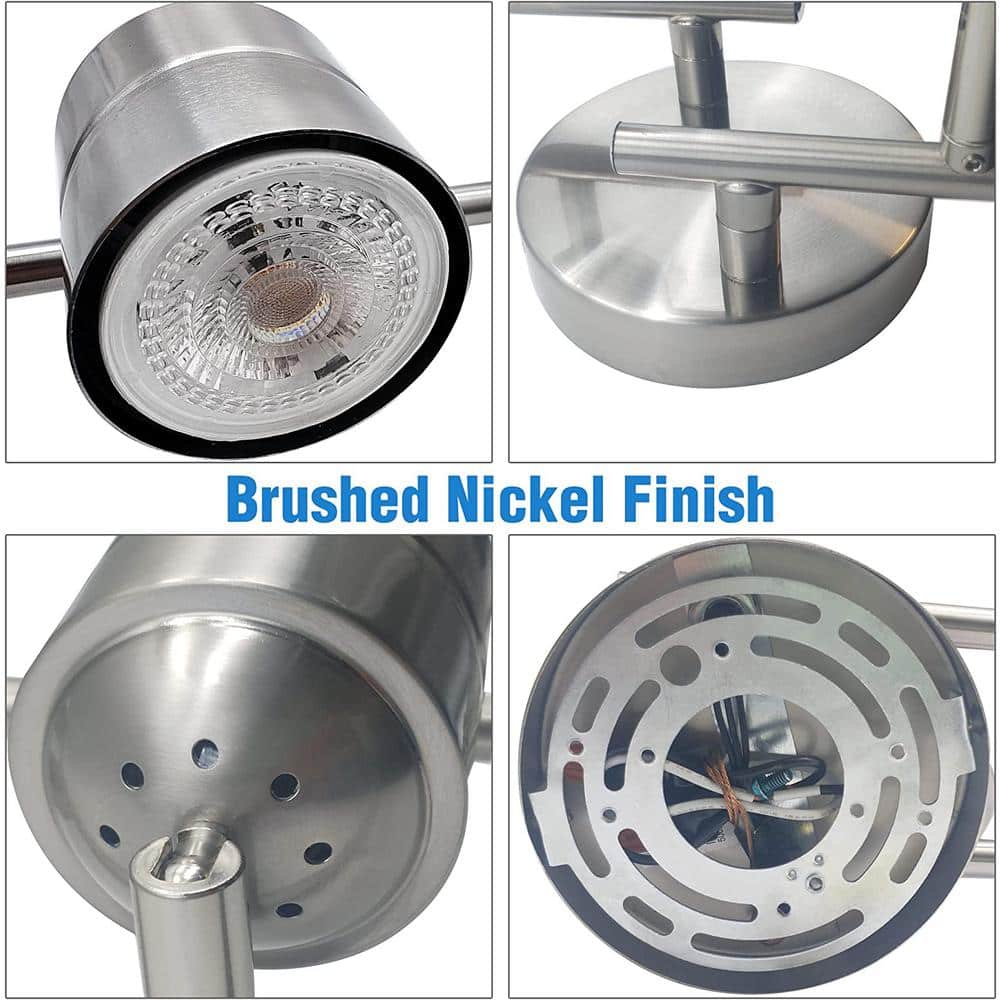 Brushed Nickel 6-Light LED Swivel Track Lighting Kit