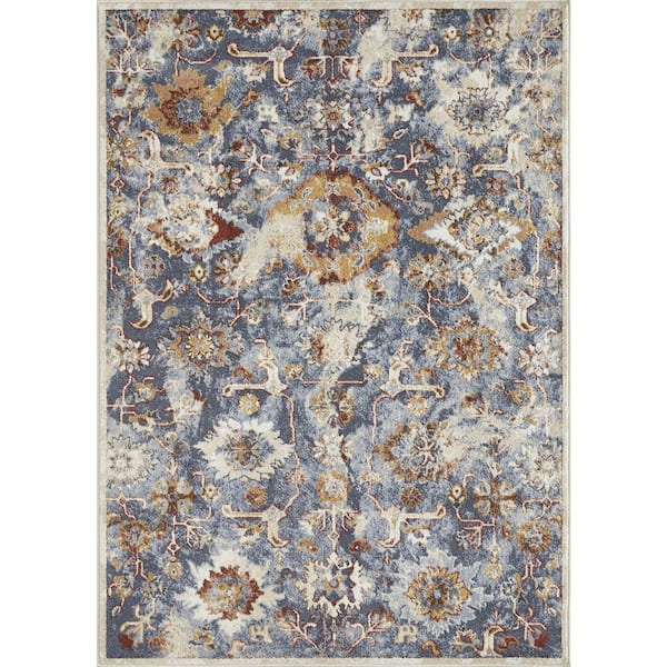 Alsbrooke Amibell Blue 5 ft. 3 in. x 7 ft. 3 in. Tribal Polypropylene Area Rug